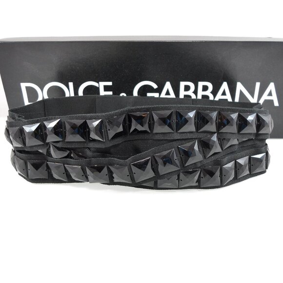 NEW$550 Dolce & Gabbana Grosgrain Embellished Studs Wide Waist Belt 38, XS 2 - Picture 2 of 10